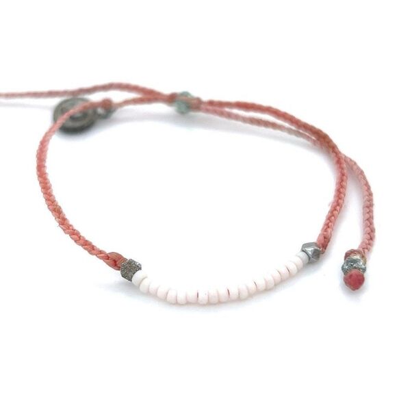Pura Vida Jewelry - Pura Vida Pink Strand White Beads Bracelet